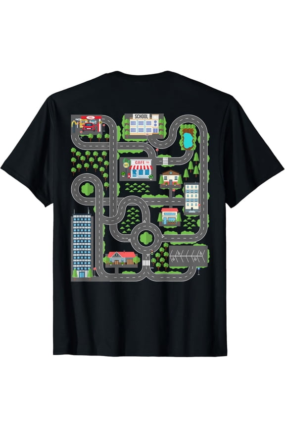 Vintage Play Cars On Dad Back Race Track Mat Fathers Day T-Shirt S-5XL - Trending Birrthday Tee Gifts Vintage Tee -Birthday Gifts