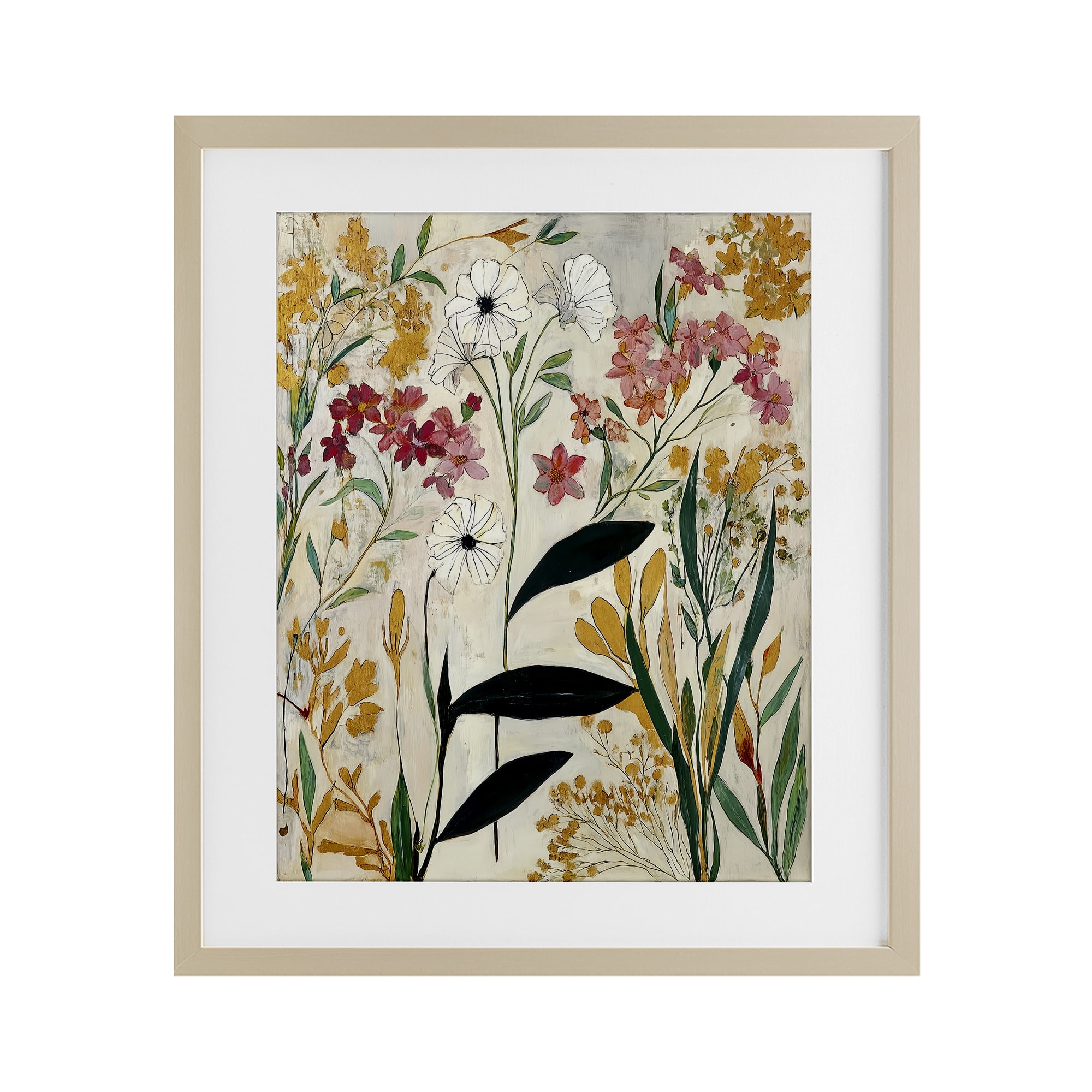 Vintage Playful Botanicals Birch Framed Print Under Glass, design by Annabelle Hall