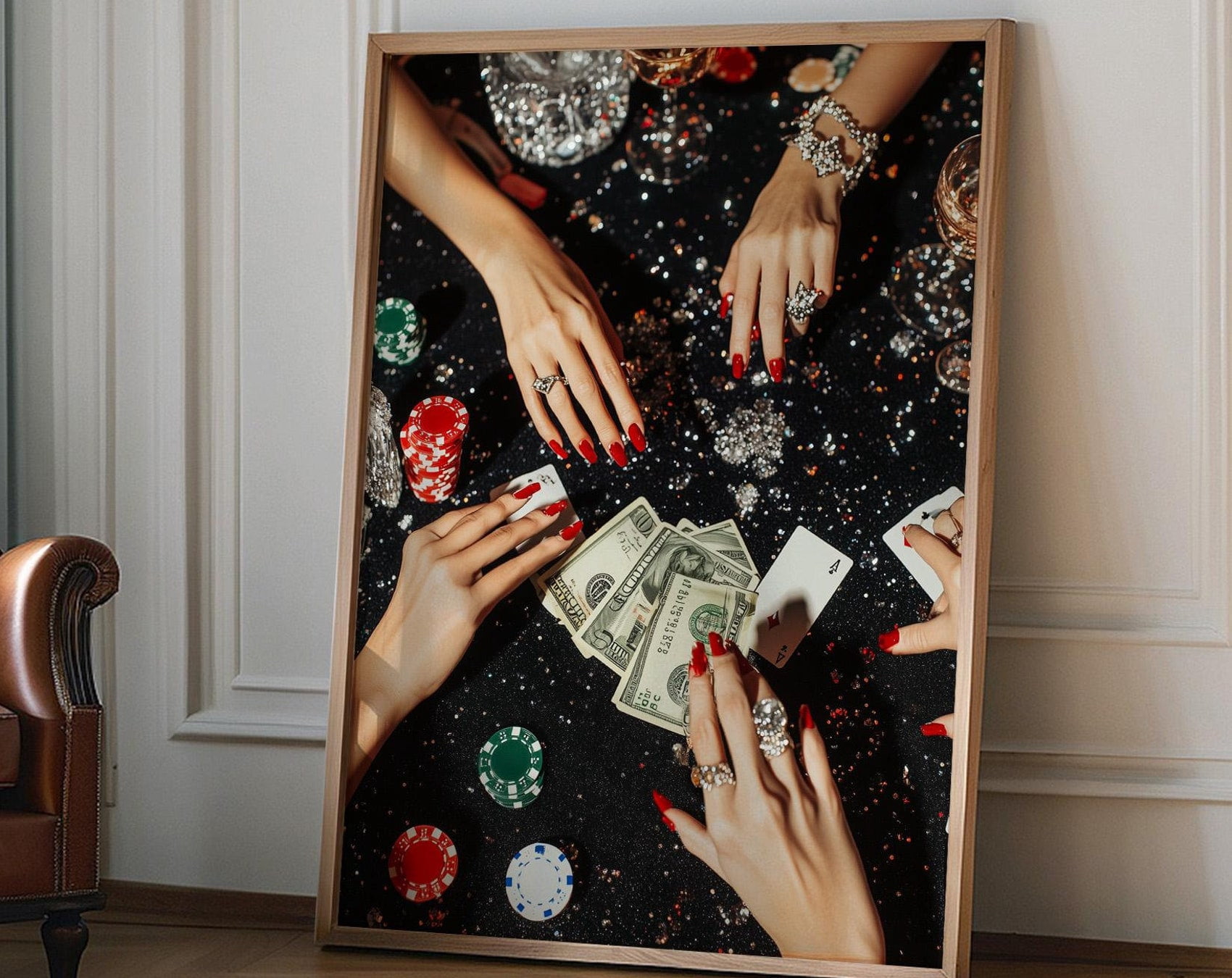 Vintage Playing Cards Wall Print, Retro Poker Night Cards, Large ...