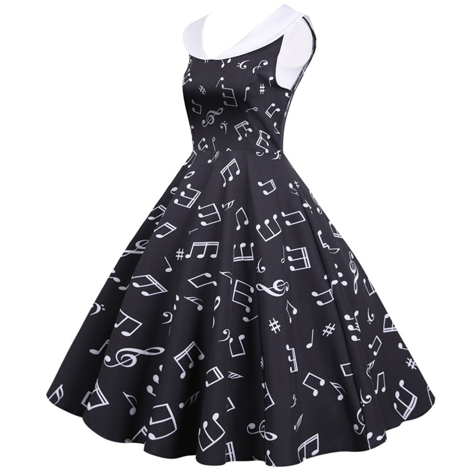 music note prom dress Rockabilly Piano Music Notes Swing Dress, Retro Style