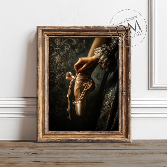 Vintage Pointe Shoes Wall Art Print, Unframed Paper Poster 8x10in