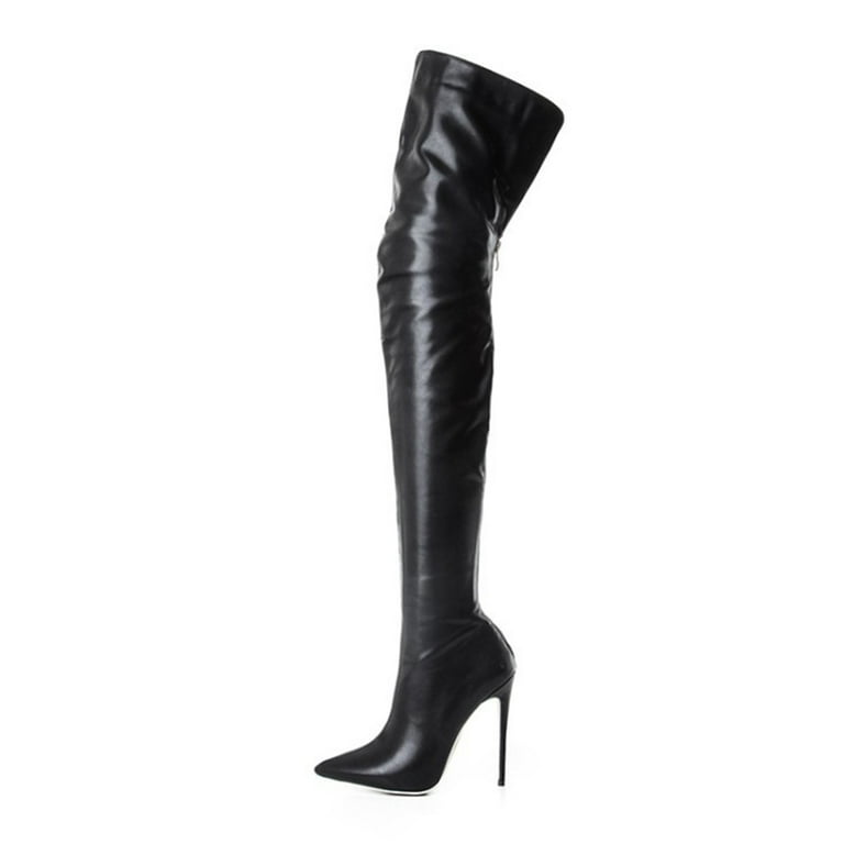 Vintage Pointed Toe Zipper High Heel Over The Knee Boots For