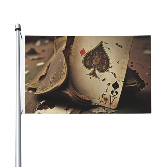 Vintage Poker Cards Burning Flag 3X5 Ft Garden Yard House Flags Banner Sign Outdoor Indoor Party Home Garden Decoration