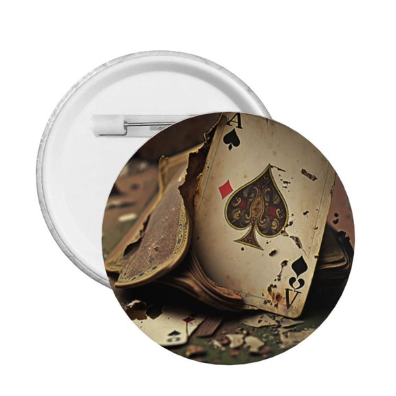 Vintage Poker Cards Burning Round Button Pin Badge 5PCS Pinback Buttons Lapel Pin for Jacket, Backpack, Hat, Party Favor, Gift