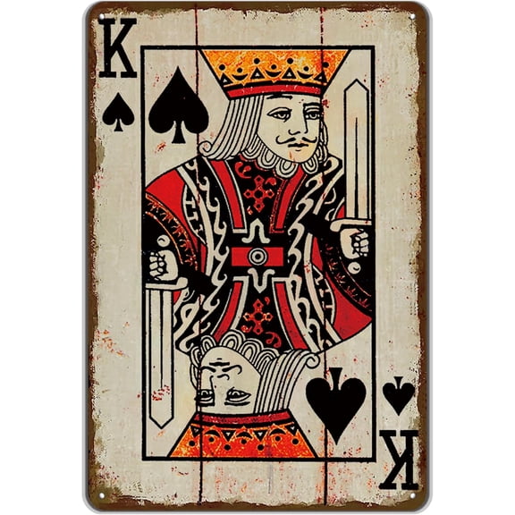Vintage Poker Wall Decor Metal Sign Retro tin Sign Wall Decorative Signs for Man Cave Home Cafe Pub bar Shop 12x8 Inch Spades King