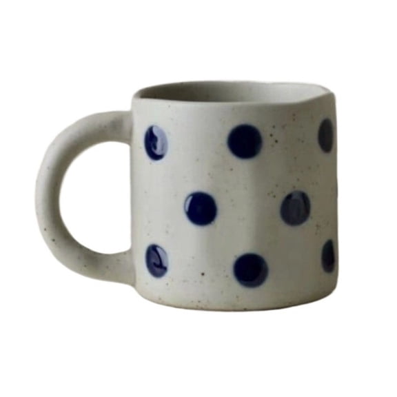 Vintage Polka Dot Ceramic Mug Large Capacity Coffee Cup Water Cup Tea Cup for Home and Office Use