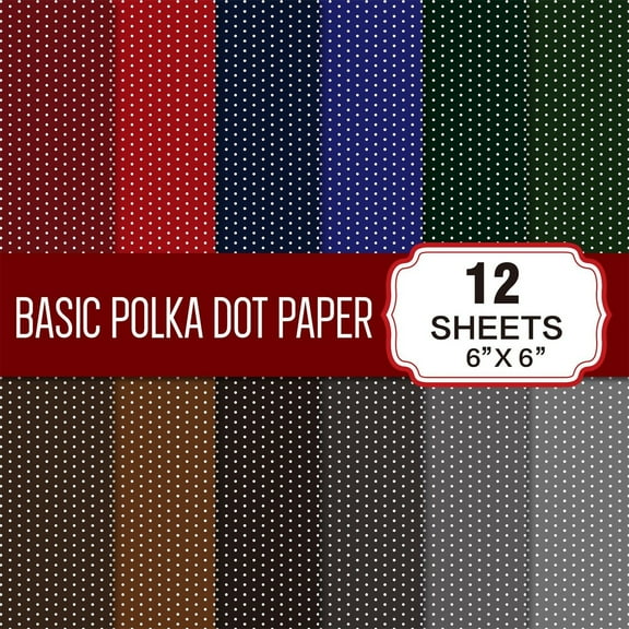 Vintage Polka Dot Decorative Paper Set, Perfect For Card Making Crafting Scrapbooking Decorations, 12 Sheets 6X6 Inches