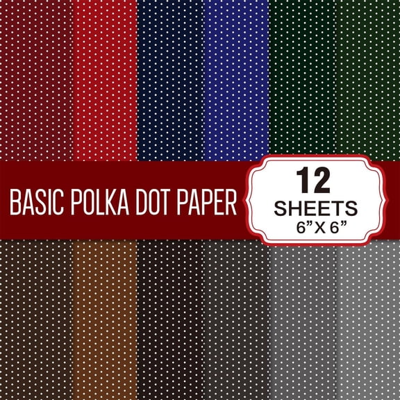 Vintage Polka Dot Paper Set, 12 Sheets Decorative Paper for Card Making Crafting Scrapbooking Decorations Office&Craft&Stationery
