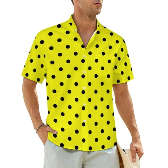 Vintage Polka Dots Beach Shirt Red and White Hawaiian Casual Shirts Men Elegant Blouses Sh
