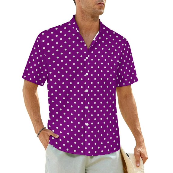 Vintage Polka Dots Beach Shirt Red and White Hawaiian Casual Shirts Men Elegant Blouses Sh
