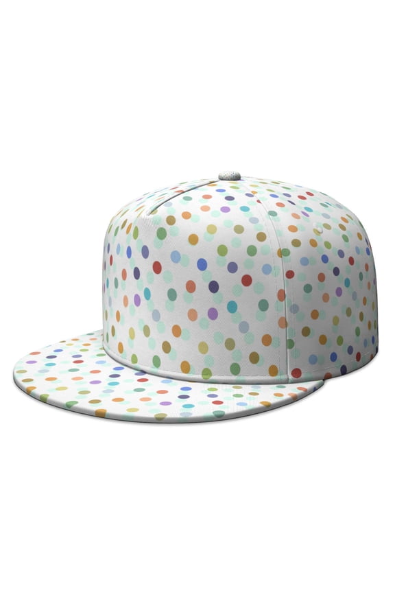 Vintage Polka Texture Trucker Hat - Trendy Flat Visor Cap for Casual Daily Wear | Colorful Dots Pattern