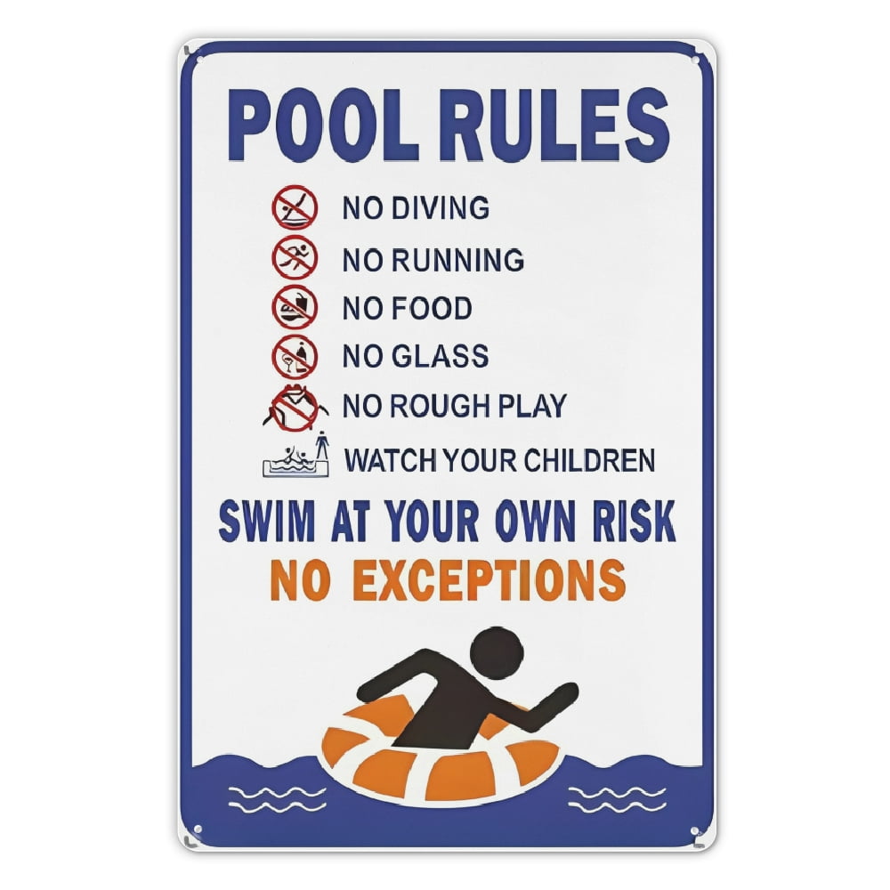 [Vintage Pool Sign] 2 Pack Vintage Metal Sign | 12x8 Inch Waterproof ...