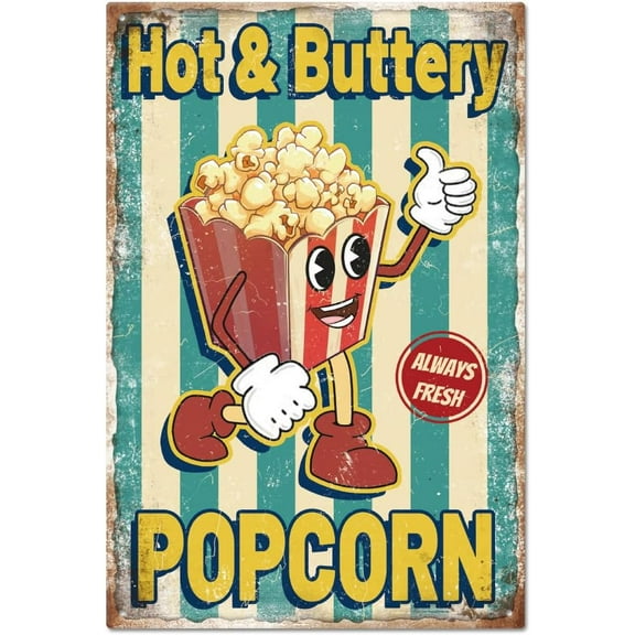 Vintage Popcorn Cartoon Character Metal Tin Sign 812inch Retro Delicious Popcorn Funny Tin Room Door Sign Cave Signs Art Plaque Poster Wall Decor for Home Bars Cafe Pubs Club Decoration