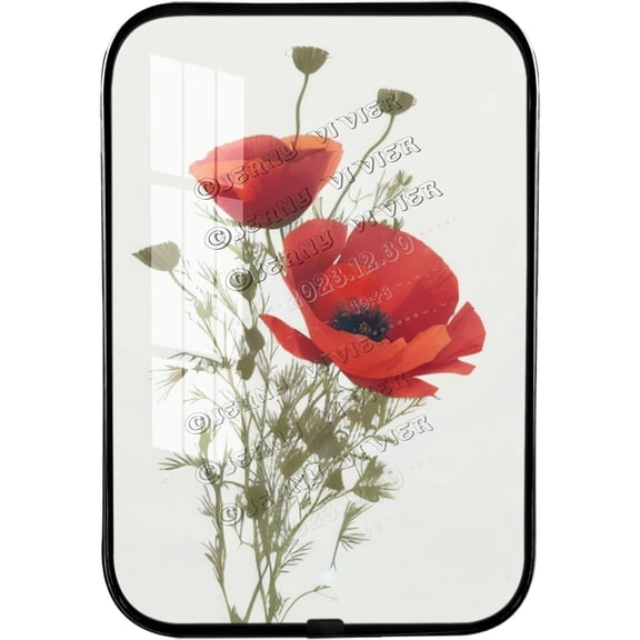 Vintage Poppy Decor, Affordable Poppy Framed Wooden Wall Art for Home Office Garden Farmhouse Wall Decor, Flower Prints Crystal Porcelain Painting Black Framed Art 12x8 inches