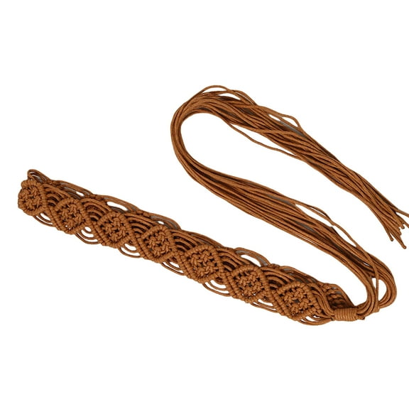 Vintage Popular Rope Belt for Women Fashion Handmade Crochet Waist Belt Girl Travel Waistband for Dress Vacation Belt