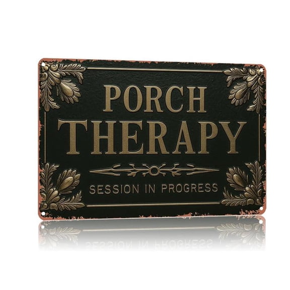 Vintage,Porch Therapy,Session In Progress Metal Signs Text Art Poster Home Wall Decor, Suitable For Bedroom, Living Room, Bar, Restaurants,Fence,Etc.,Warning Sign,8 X 12 Inch