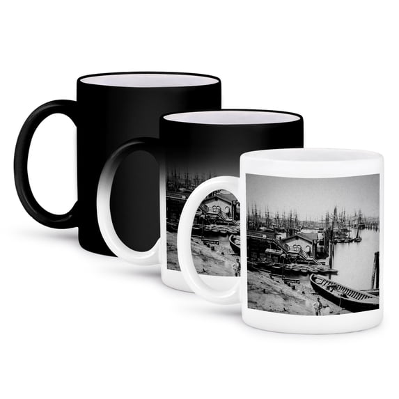 3dRose, Vintage Port of Hamburg Germany 1890 Boats Elbe North Sea, 11oz Magic Transforming Mug