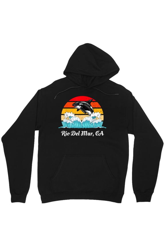 Vintage Port Watsonville CA Distressed Orca Killer Whale Graphic Art M4330 Unisex Hoodie, Up to Size 5XL