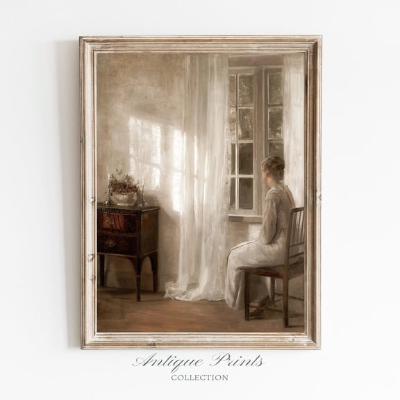 Vintage Portrait, Dark Academia Wall Art, Antique Interior European Poster, Farmhouse, 777, Unframed Poster Size 12x18