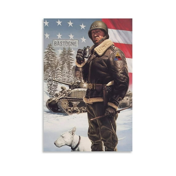 Vintage Portrait Poster of The Great General George S. Patton (3) Canvas Art Poster and Wall Art Picture Print Modern Family bedroom Decor Posters 12x18inch(30x45cm)