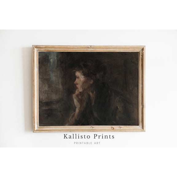 Vintage Portrait Print Poster Wall Art, Impressionist Female Portrait , Dark Moody Fine Art, Old Master Style Home Decor 211, Size 8x12 UNFFRAMED F03.1.6l2060