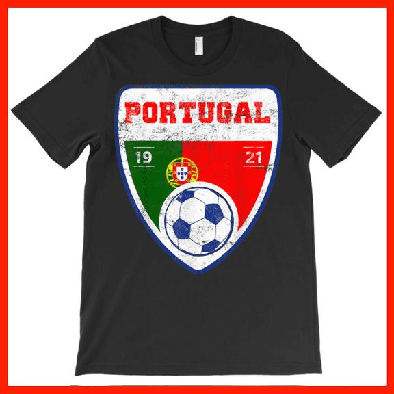 Vintage Portugal Soccer Crest T-Shirt Portuguese Football Fan Apparel Retro National Team Shirt AH5963, Premium for Unisex - Extended Sizes Up to 5X