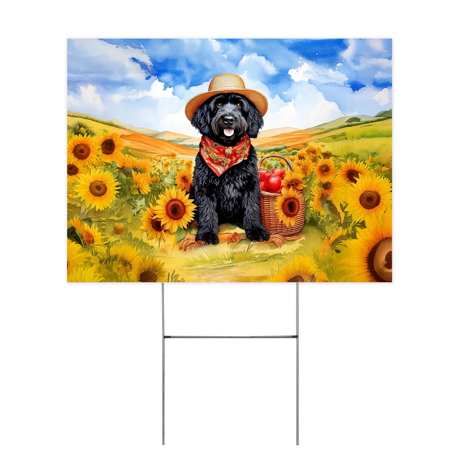 Vintage Portuguese Water Dog Says Hello Mother's Day Summer Sunflower ...