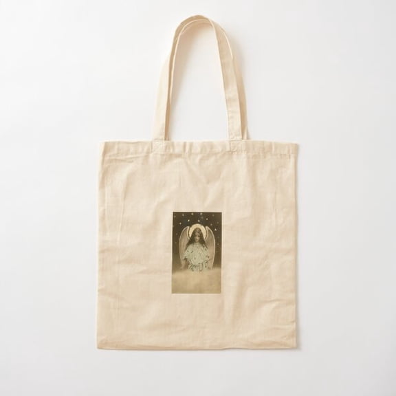Vintage Postcard Angel Cotton Tote Bag Canvas Tote Bag, Family Gift For Mother, Her