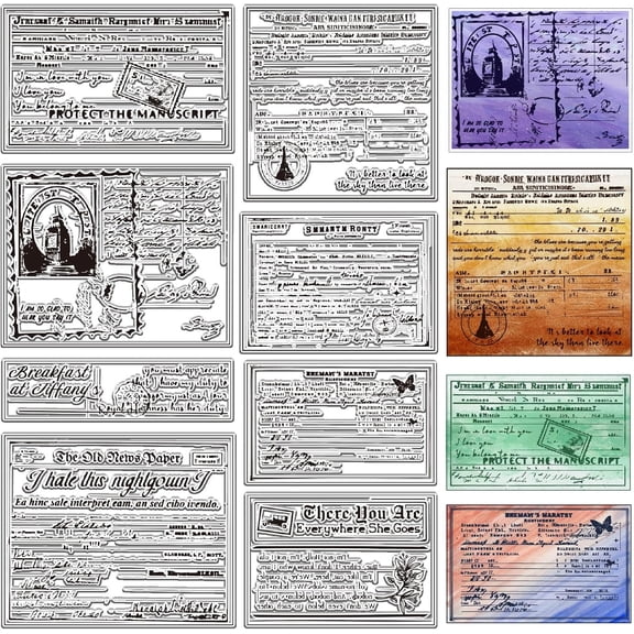 Vintage Postcard Background Clear Rubber Stamp 11.7x8.3 inch Big Size Postage Transparent Silicone Seals Stamp for Journaling Card Making DIY Scrapbooking Handmade Photo Album Notebook Decor