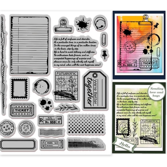 Vintage Postcard Background Cling Rubber Stamp 7.09x8.66inch Labels EVA Stamps Embossing Stamp Seal