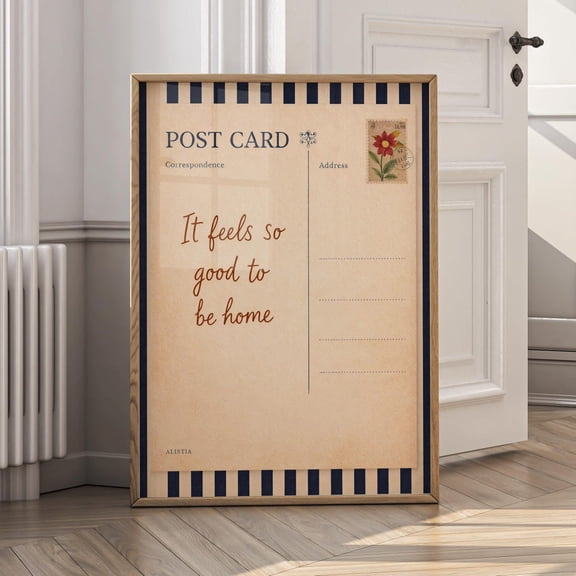 Vintage Postcard It Feels So Good To Be Retro Typography Minimalist Neutral Cozy Quote Poster Unframed Paper Print