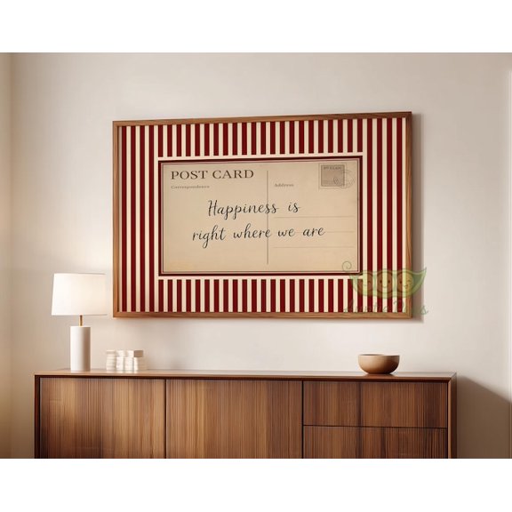 Vintage Postcard Red Stripe Retro Typography Wall Art Print, Unframed Paper Poster 8x10in