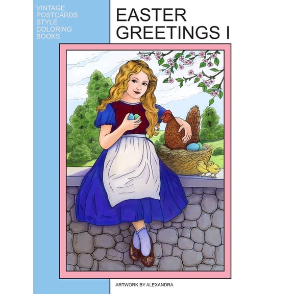 Vintage Postcards Style Coloring Books Easter Greetings I: Coloring Book, Book 3, (Paperback)