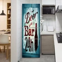 Vintage Poster Fridge Sticker Full Door Cover Modern Art Refrigerator Stickers Mural Self-adhesive Kitchen r Decal Wallpaper