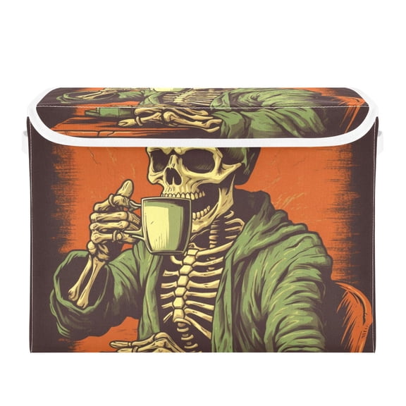 Vintage Poster Of A Skull Large Storage Bins with Linen Collapsible Lid Storage Box 16.7 x 12.6 x 11.8in