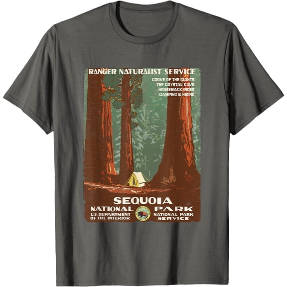Vintage Poster Sequoia National Park Unisex T-Shirt for Men Women Kids Toddler