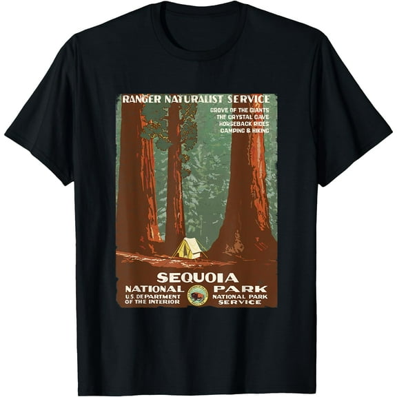 Vintage Poster Sequoia National Park Unisex T-Shirt for Men Women Kids Toddler