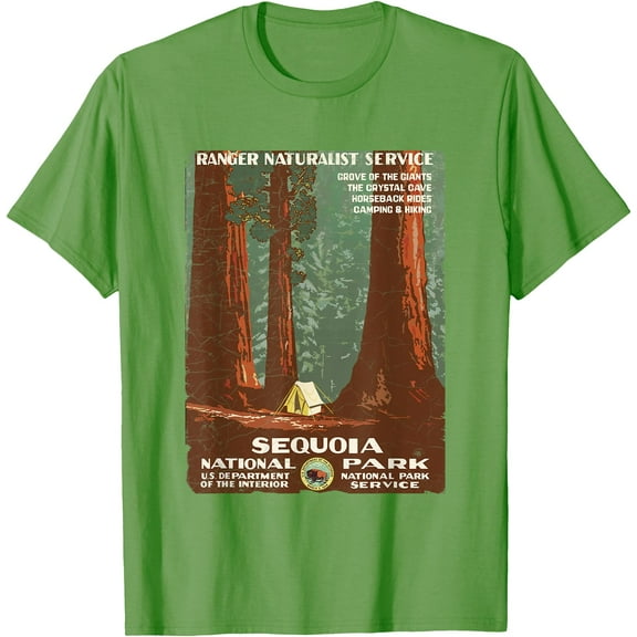 Vintage Poster Sequoia National Park Unisex T-Shirt for Men Women Kids Toddler