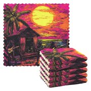 Vintage Poster Sunset Band Kitchen Cloth Dish Towels for Drying Washing Absorbent Dish Rags 6 Pack