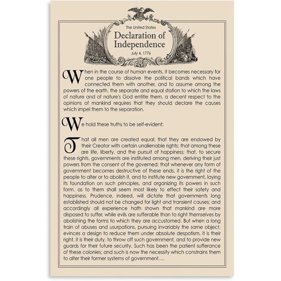 Vintage Poster The U.S. Constitution Declaration of Independence US History Government Classroom School Poster