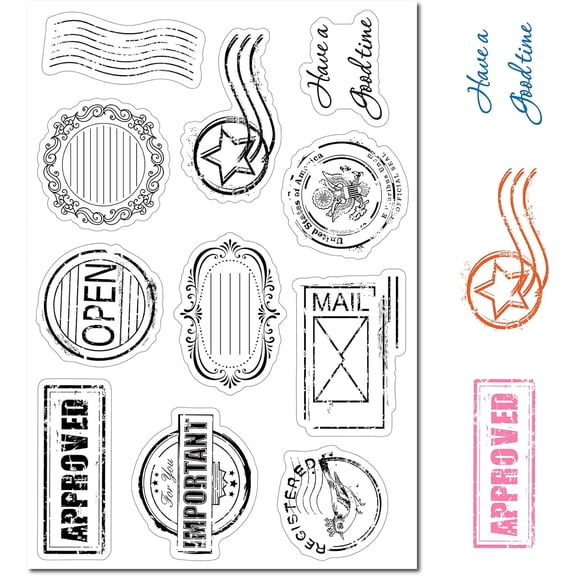 Vintage Postmark Label Clear Rubber Stamps Retro Travel Film Frame Transparent Silicone Seals Stamp for Journaling Card Making Friends DIY