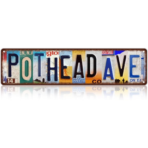 Vintage Pothead Avenue Metal Street Sign Wall Decor 4 x 16 Inch