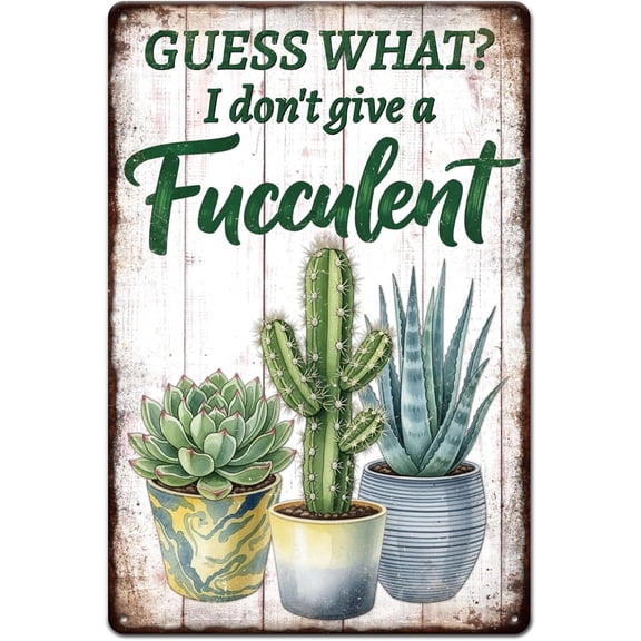 Vintage Potted Succulent Cactus Metal Tin Sign 12x8inch Flowers Tin Signage Decor Signs Retro Wooden Background Garden Wall Metal Plaque for Home Rooms Cafes Club Gym Shopstore Decoration