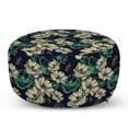 thumbnail image 1 of Vintage Pouf Cover with Zipper, Pattern with Blooming Wild Flowers and Dragonflies Romantic Garden, Soft Decorative Fabric Unstuffed Case, 30" W X 17.3" L, Mint Green Dark Blue, by Ambesonne, 1 of 3