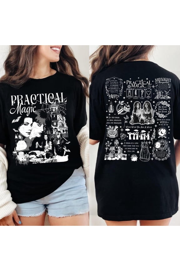 Vintage Practical Magic Shirt, Witch Shirt, Halloween Gift, Witch Shirt, Horror Movie Gift, Graphic 90's Shirt, Gift For Her,Black Color,Size L