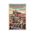 thumbnail image 1 of Vintage Prague Cityscape Retro Czech Tourism with Historic Landmarks & Architecture Canvas Poster, 1 of 8