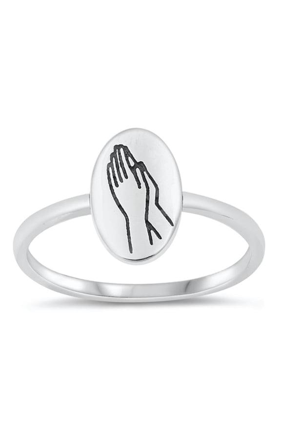 Vintage Praying Hands Ring .925 Sterling Silver Band Jewelry Female Male Unisex Size 9