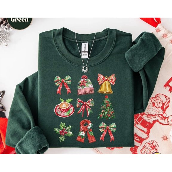 Vintage Preppy Shirt, Coquette Bow Shirt, Retro Season Sweatshirt, Cute Festive Shirt, Girly Shirt, Sweatshirt Size S-5Xl