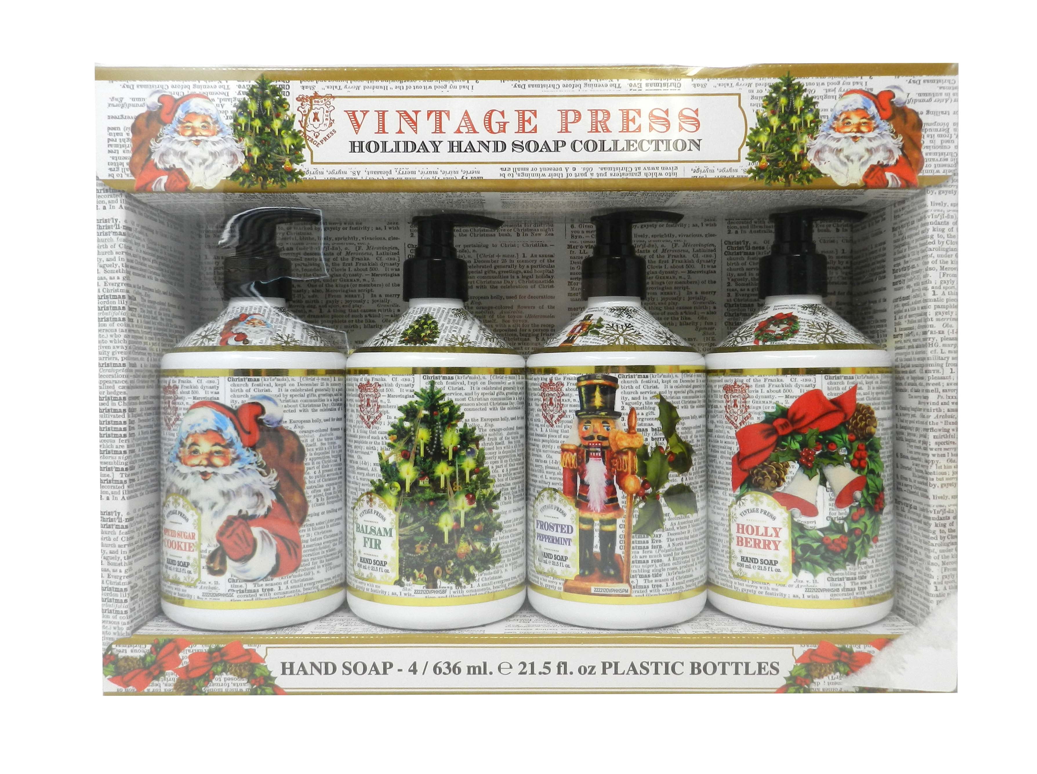 Vintage Press Holiday Hand Soap Collection, 21.5 Fluid Ounce (Pack of 4