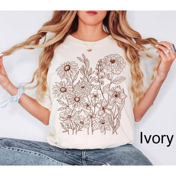 Vintage Pressed Flowers Shirt Boho Cottagecore Shirt Botanical Floral Tee Wildflowers Shirt Gift for Gardener Floral Shirt